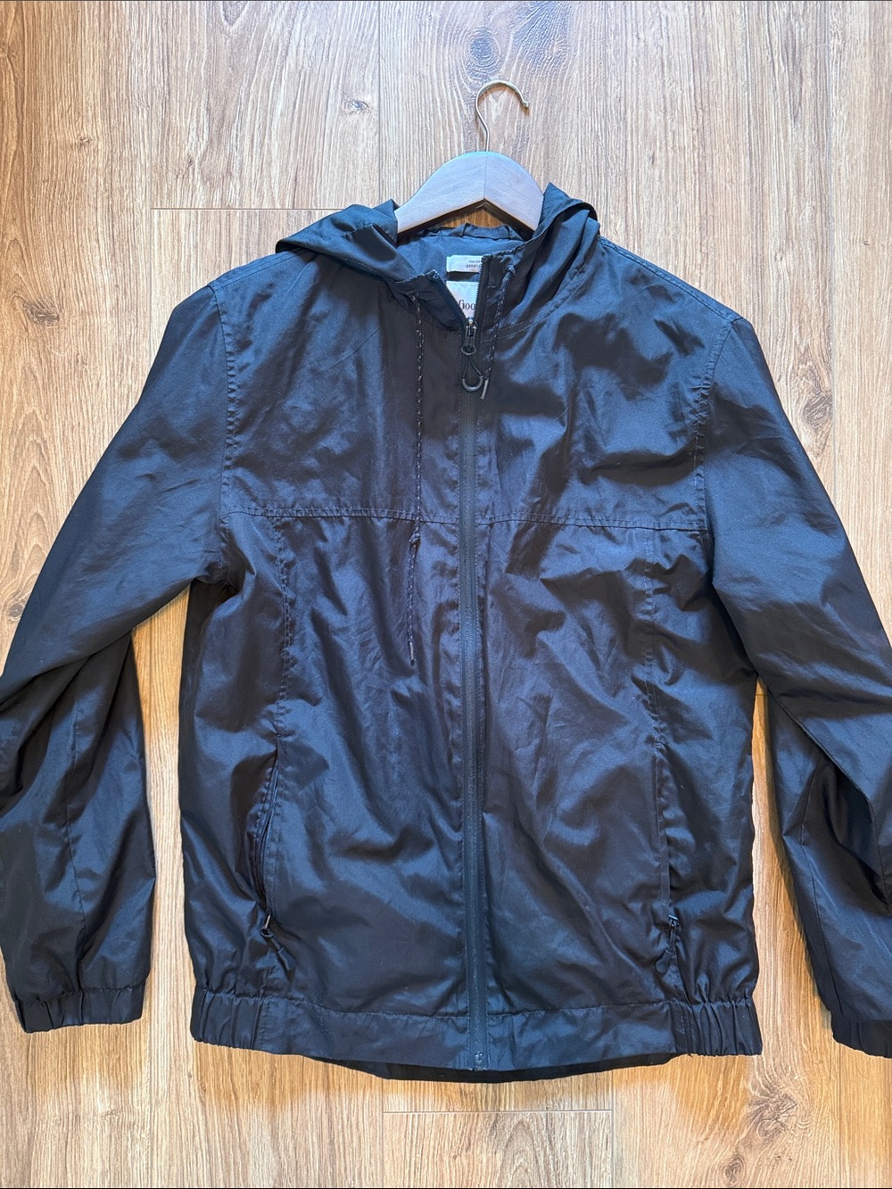Goodfellow & Co Black Hooded Windbreaker water resistant Jacket